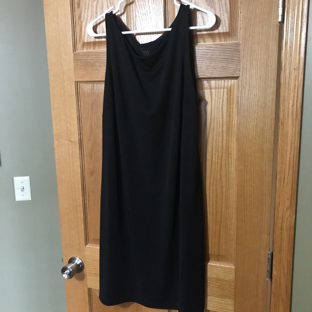 Black dress with sheer full dress length cover.